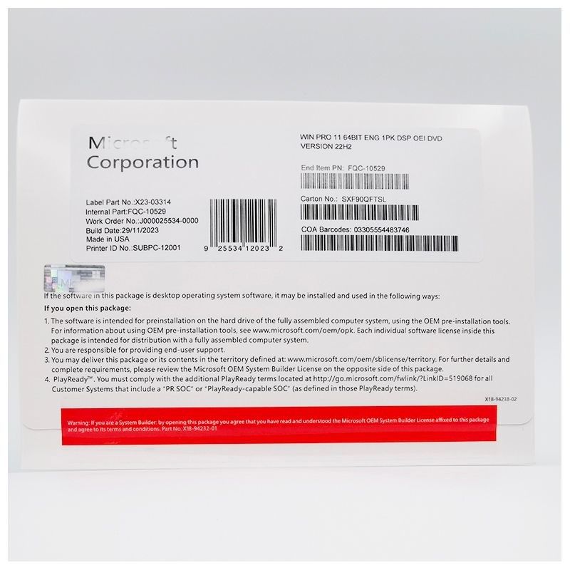 Original Win 11 Pro OEM 64 Bit DVD